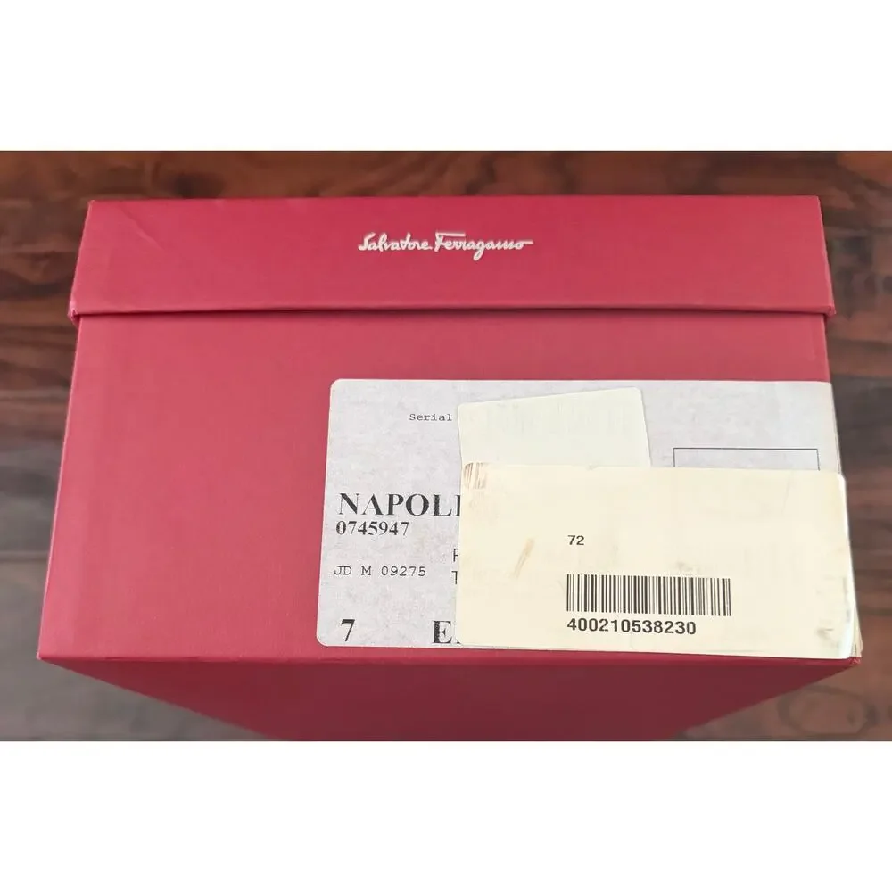 $1,295 Salvatore Ferragamo Napoli Brown Leather Derby Dress Shoes US 8 E NIB